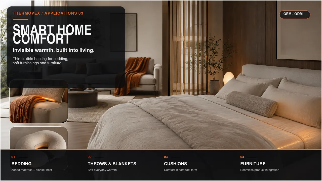 Smart home comfort flexible heating application board